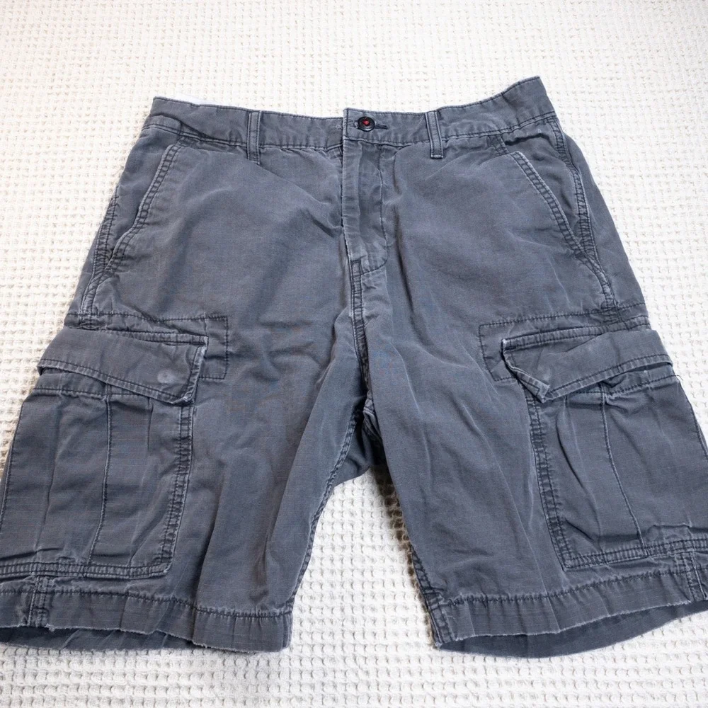 Levis Mens Cargo Shorts Gray Ripstop Utility Pockets Casual Outdoor Size 30